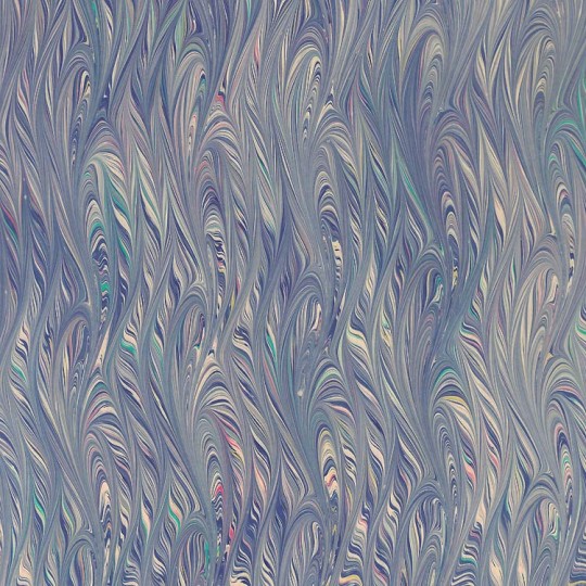 Hand Marbled Paper Flamed Pattern in Blues ~ Berretti Marbled Arts